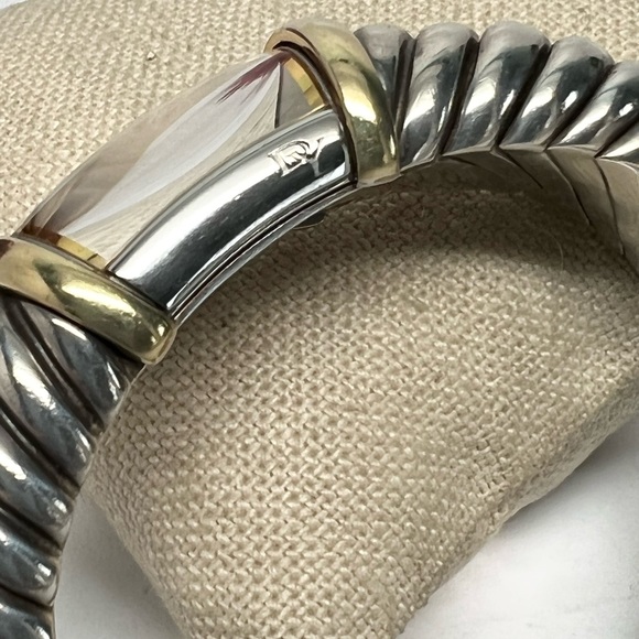 David Yurman Diamond Waverly MOP Cuff Bracelet Watch .925/18K Gold - Picture 9 of 11